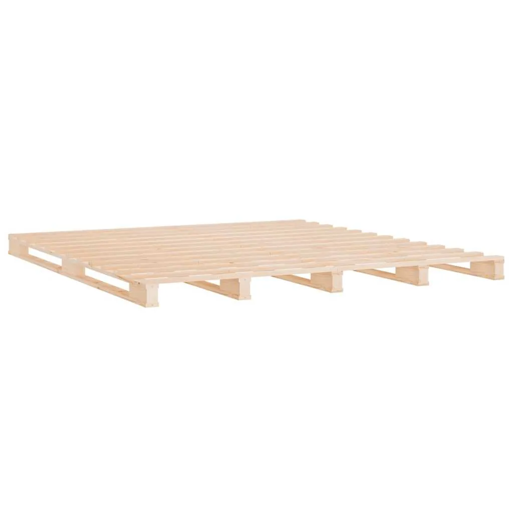 Paletten-Bettgestell aus massivem Kiefernholz 190 x 140 x 11 cm natur