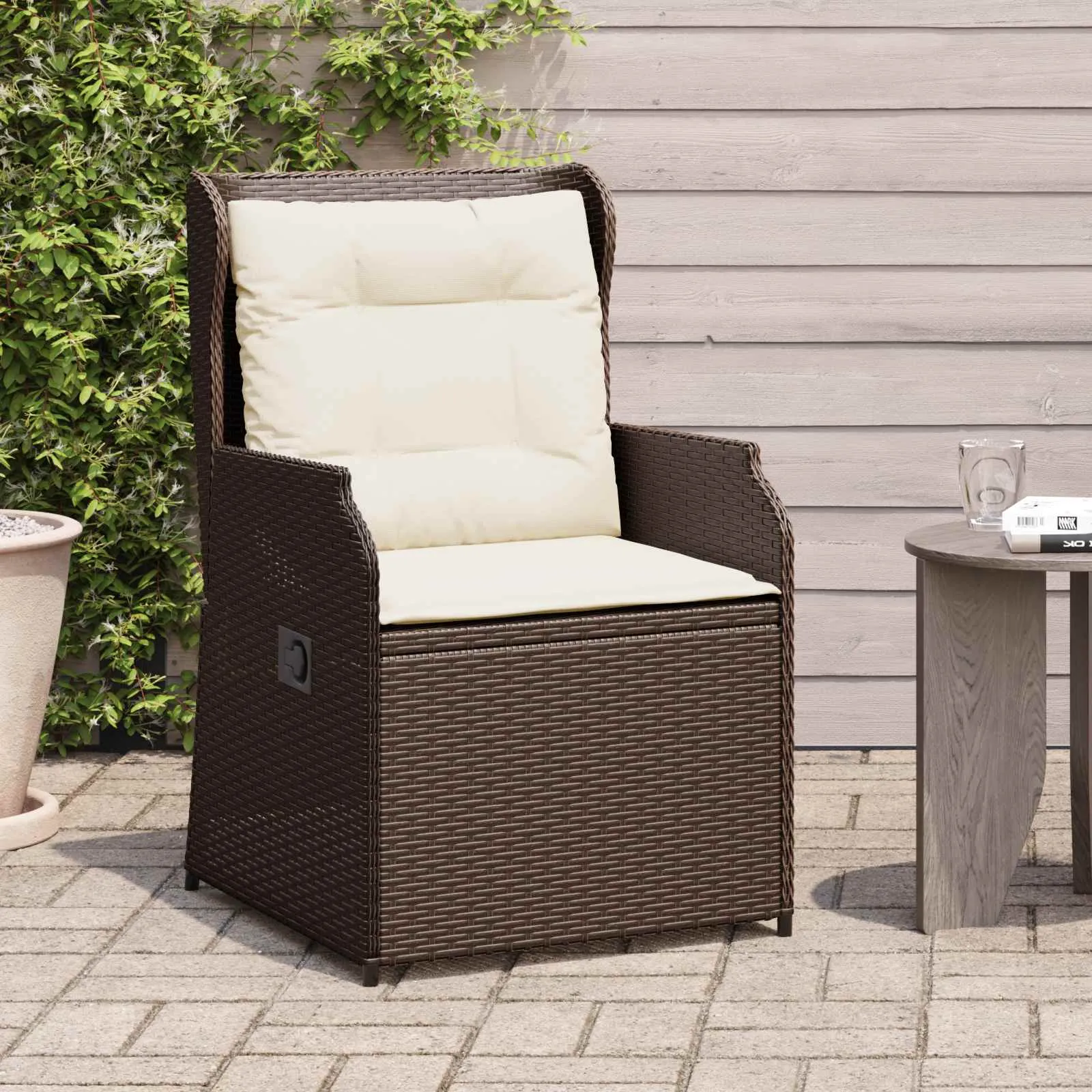 Verstellbare Gartenbank Poly-Rattan 55x67x95 cm Braun