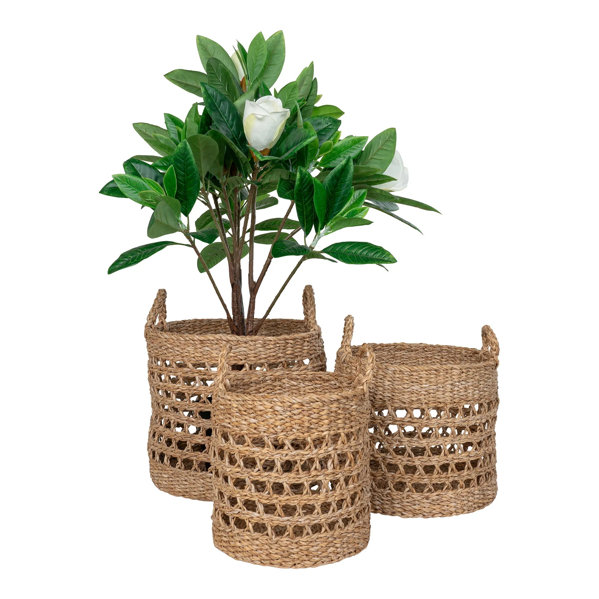 tinkaro Balok Körbe Set aus Seegras 28/32/36 cm Natur/Schwarz