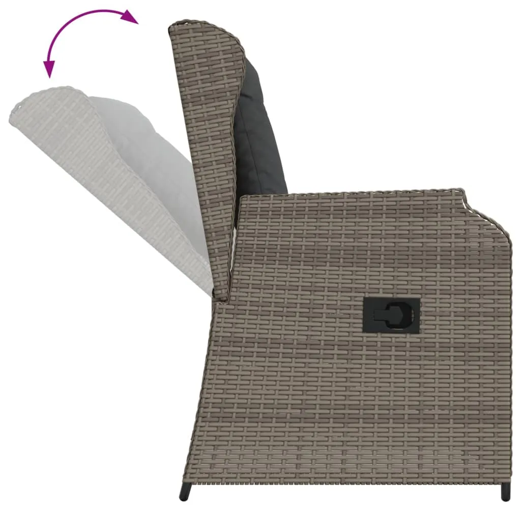 Verstellbarer Gartenstuhl aus PE-Rattan Grau 55x67x95 cm