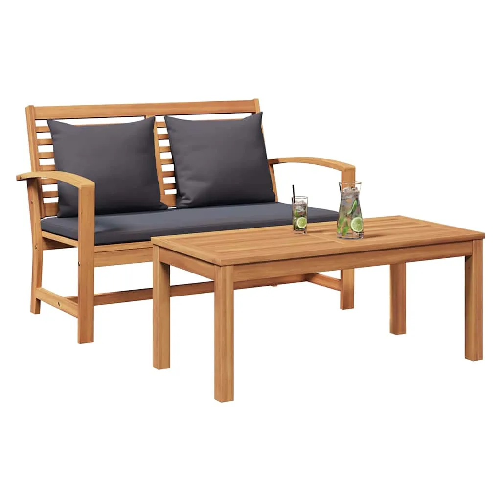 Gartenmöbel-Set Naturholz 110x66x76 cm Braun Dunkelgrau