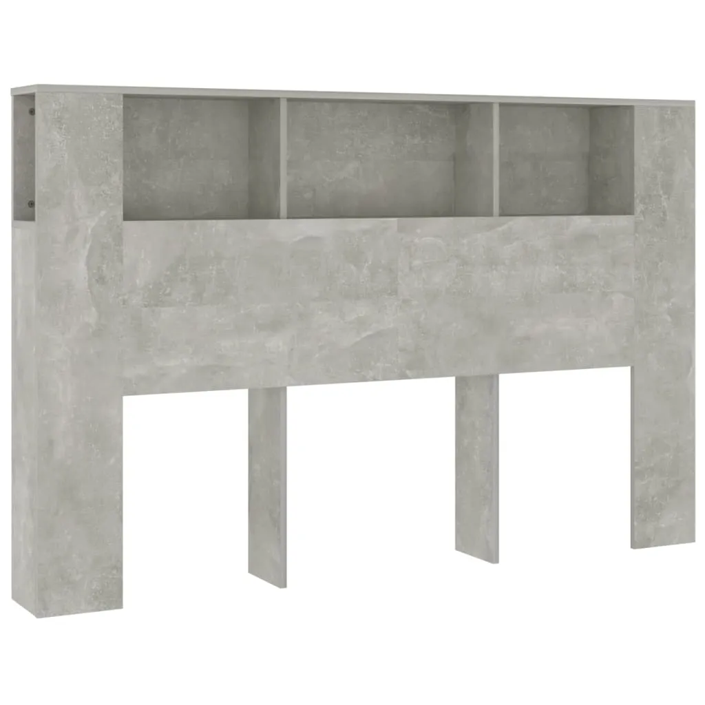 Kopfteil-Regal Betongrau 160 x 18,5 x 104,5 cm mit Stauraum