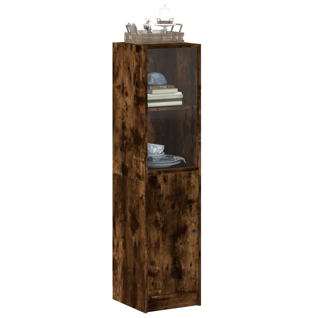 Highboard 35 x 37 x 142 cm in Räuchereiche mit Glasfront