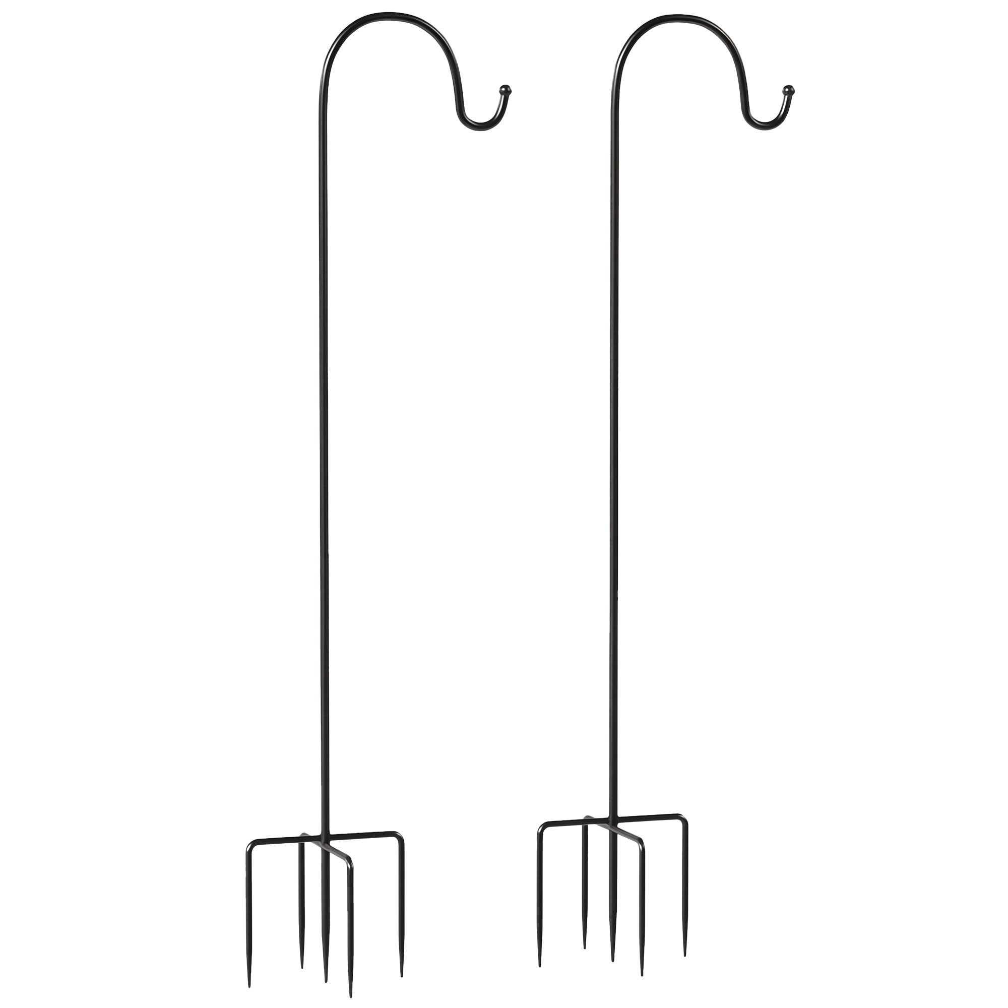 Schäferhaken Set 2-teilig aus Metall, 160 cm Höhe, Schwarz