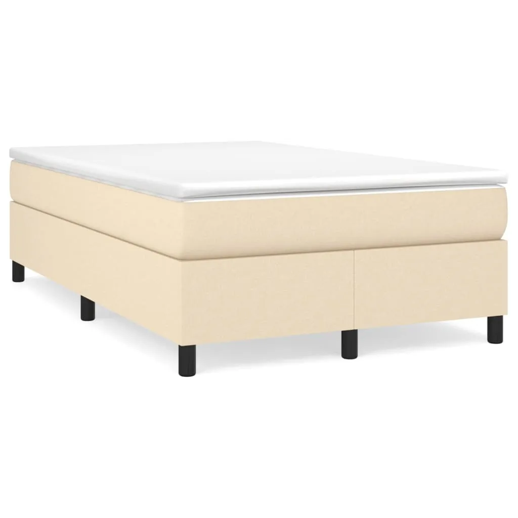 Boxspring-Bettrahmen Creme 203x120x35 cm mit Stoff und Massivholz