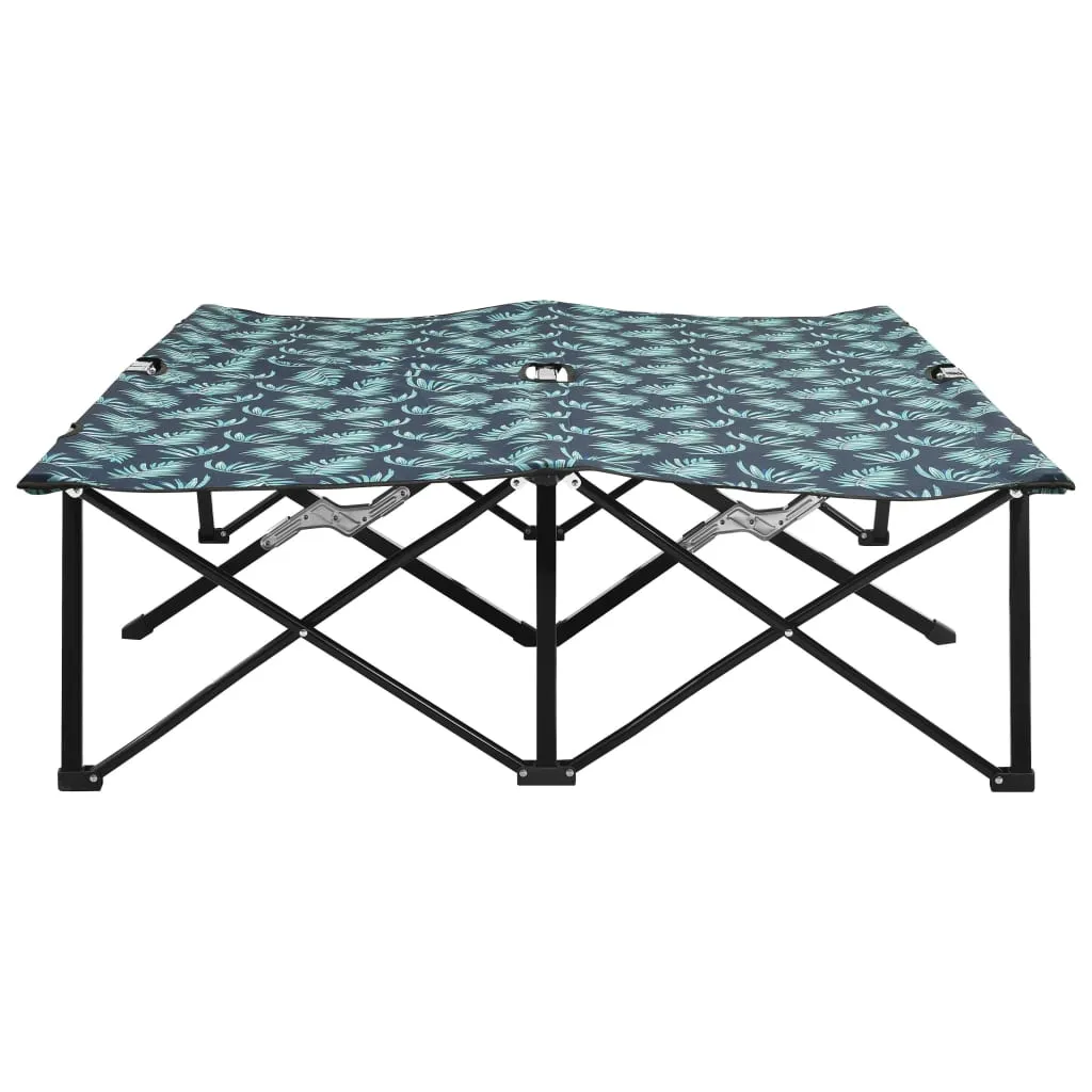 Klappbare Doppelliege Campingbett 194x124x44 cm Grau mit Stahlgestell