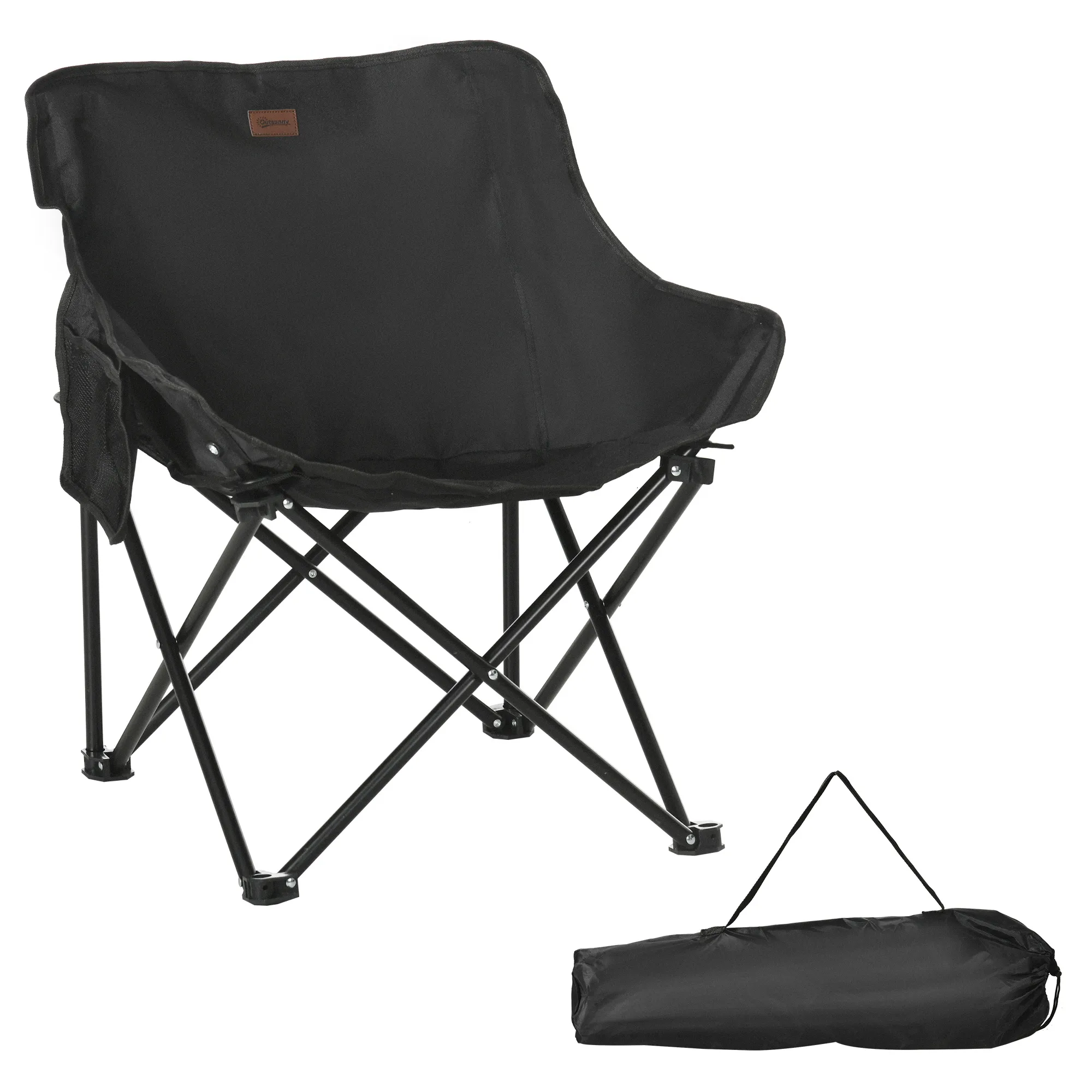 Faltbarer Campingstuhl Schwarz 61L x 54B x 66H cm