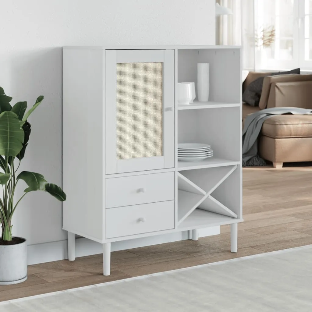 Highboard Weiß aus massivholz mit UV-Lackierung 90 x 40 x 112 cm
