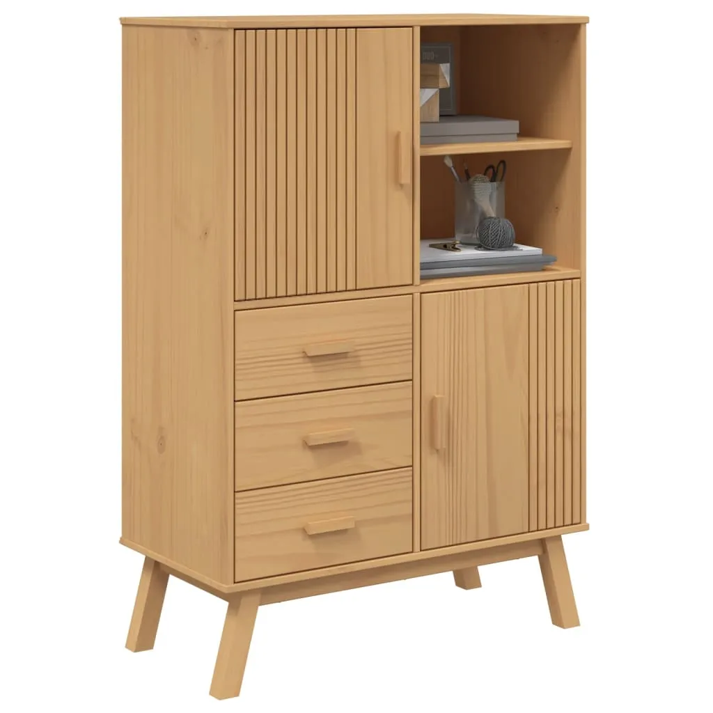 Sideboard aus massivem Kiefernholz Braun 85 x 43 x 125 cm