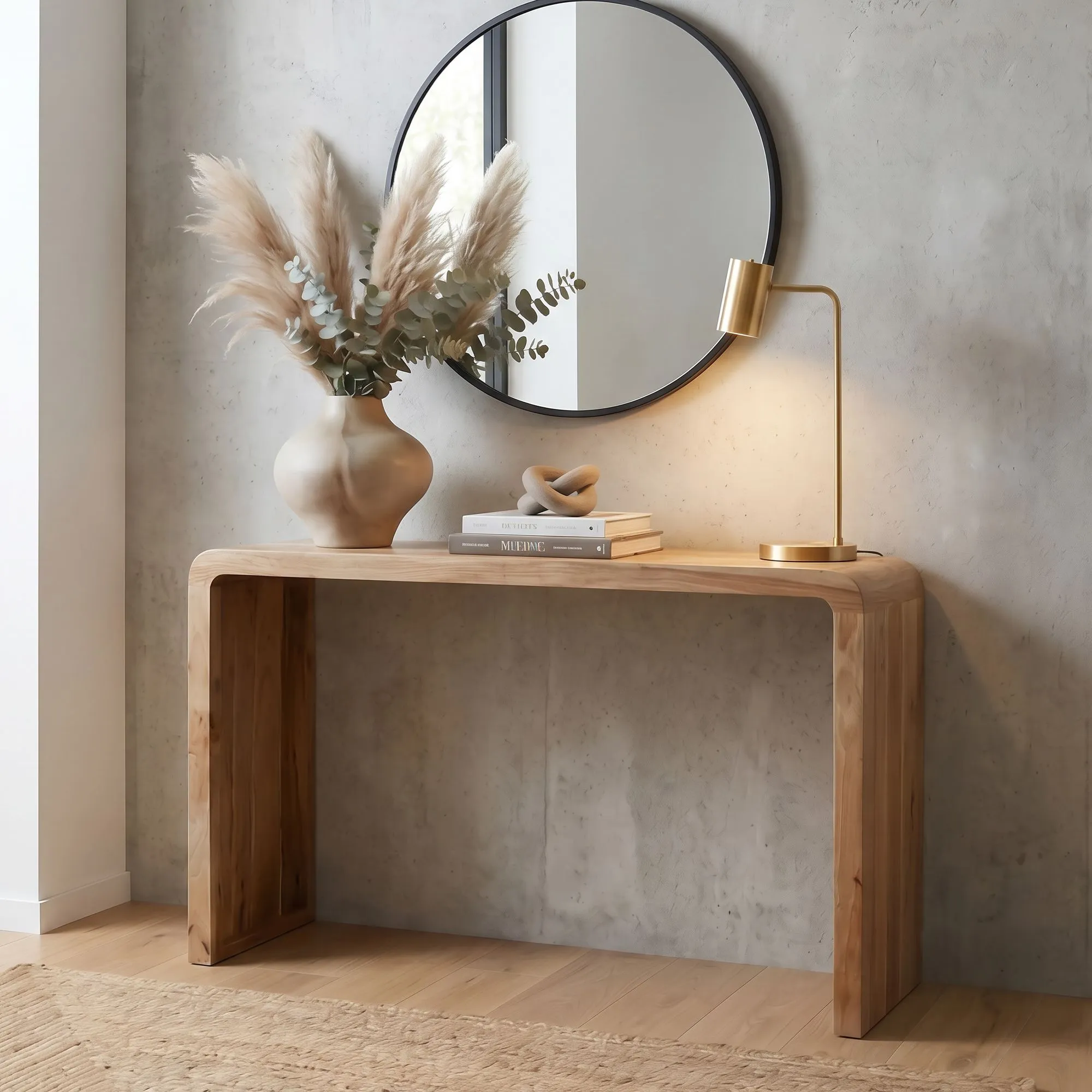 Konsolentisch Akazie Massivholz 120cm Schmal - Moderner Flurtisch Holz Anrichte - Eleganter Dielentisch Flur Massivholzmöbel Handmade