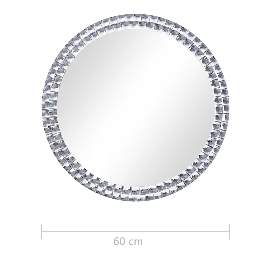 Runder Wandspiegel 60 cm Silber mit Acrylkristallrand