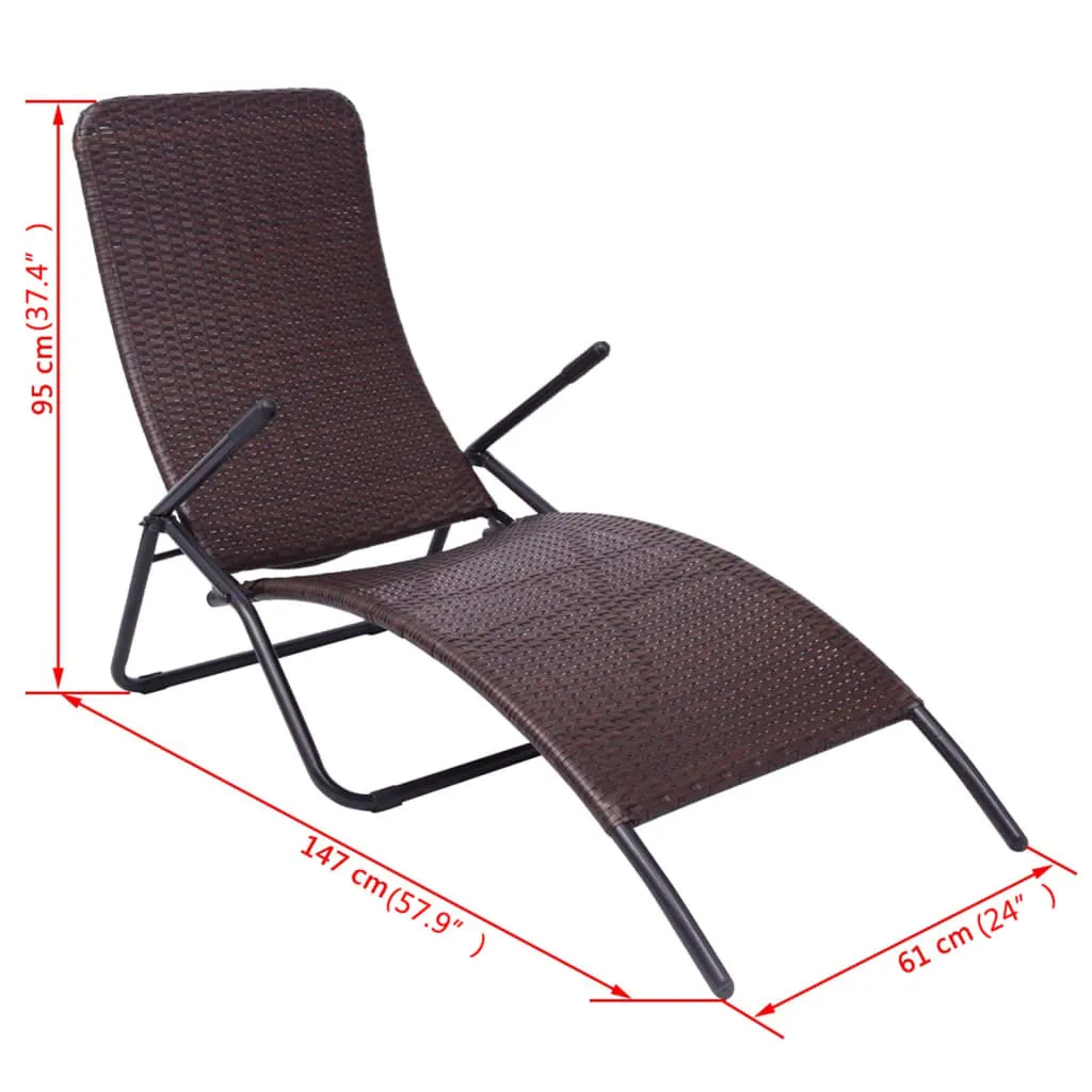 Elegante Sonnenliege aus PE-Rattan Braun 61x147x95 cm