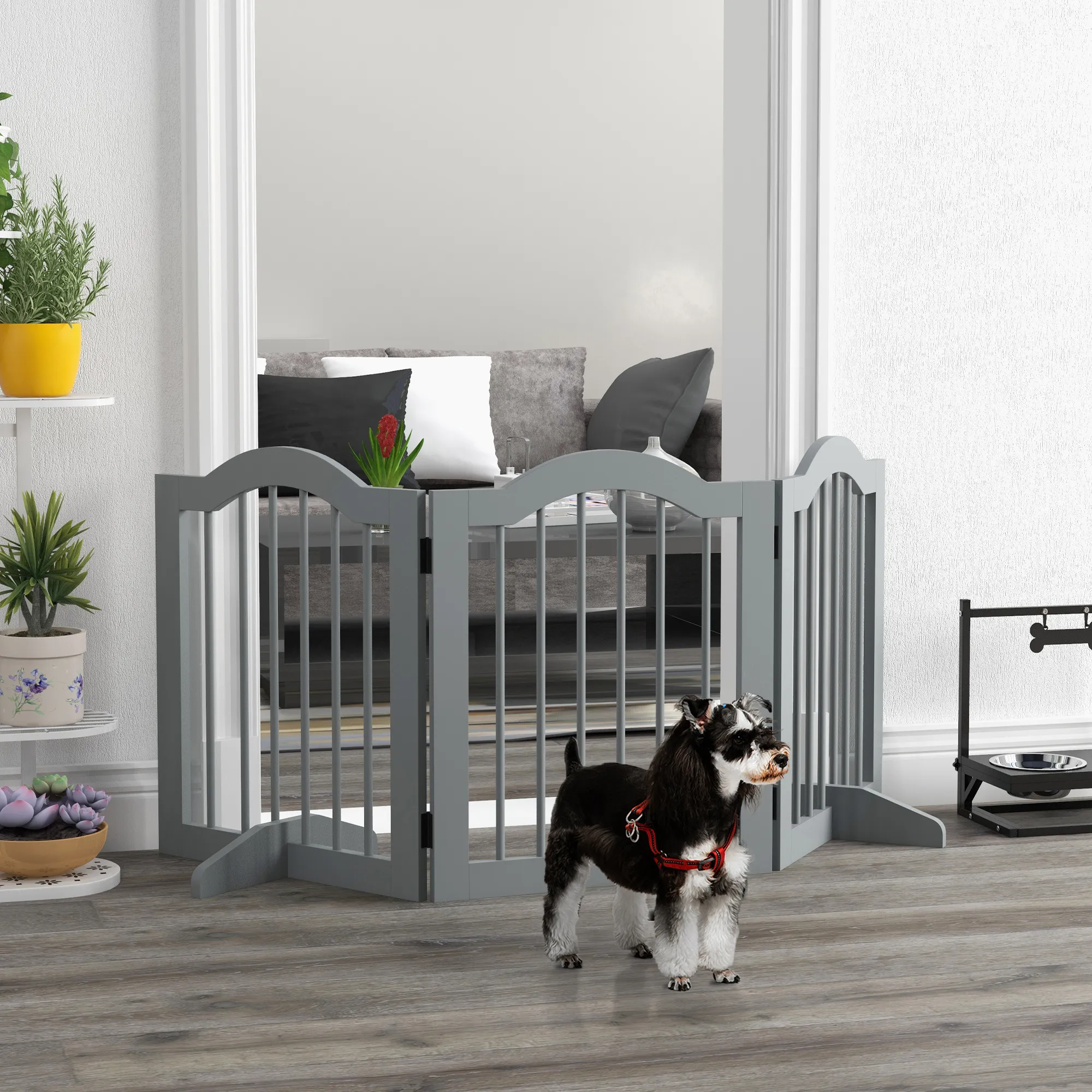 Hunde-Absperrgitter 154,5L x 29,5B x 61H cm in Hellgrau