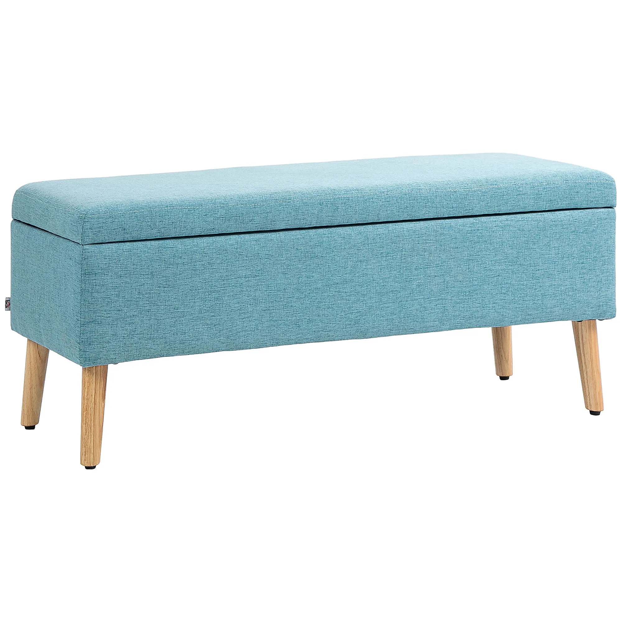 Sitzbank mit Stauraum, bis 220 kg, Leinenoptik, 110x39x45cm, Blau
