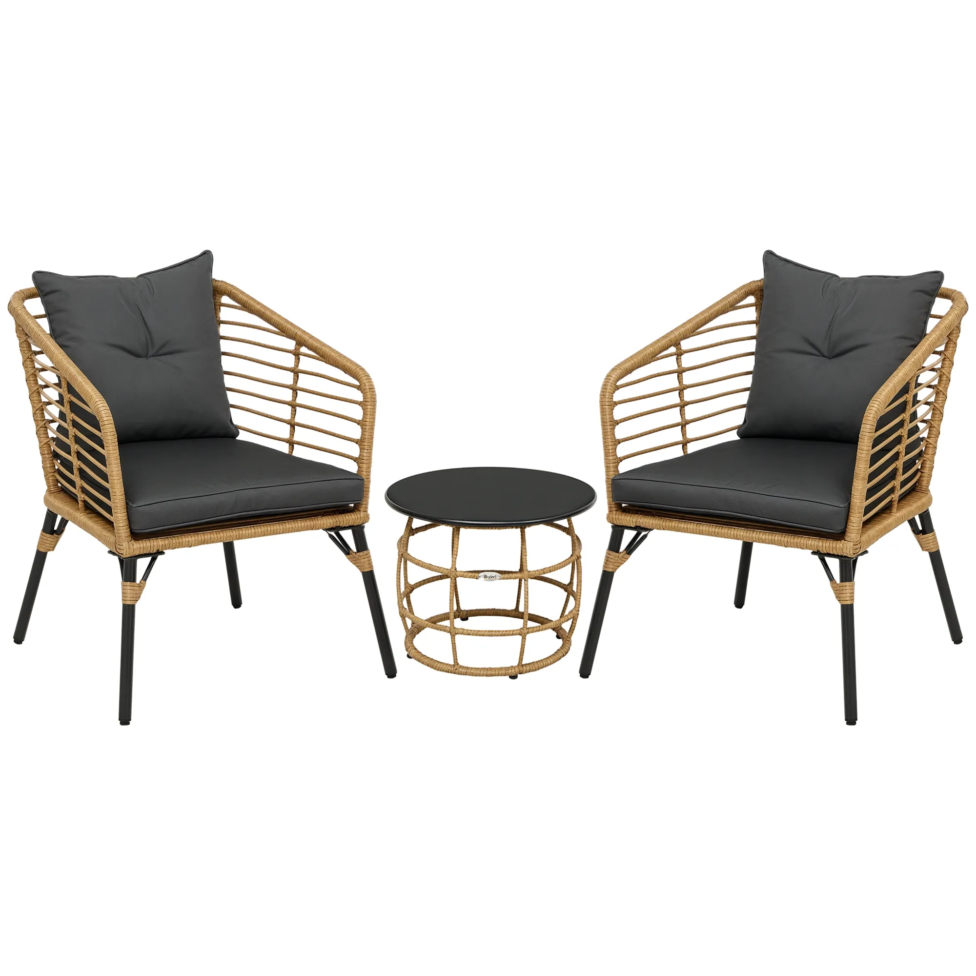 Outdoor-Bistro Set 62L x 65B x 78H cm Sand+Dunkelgrau