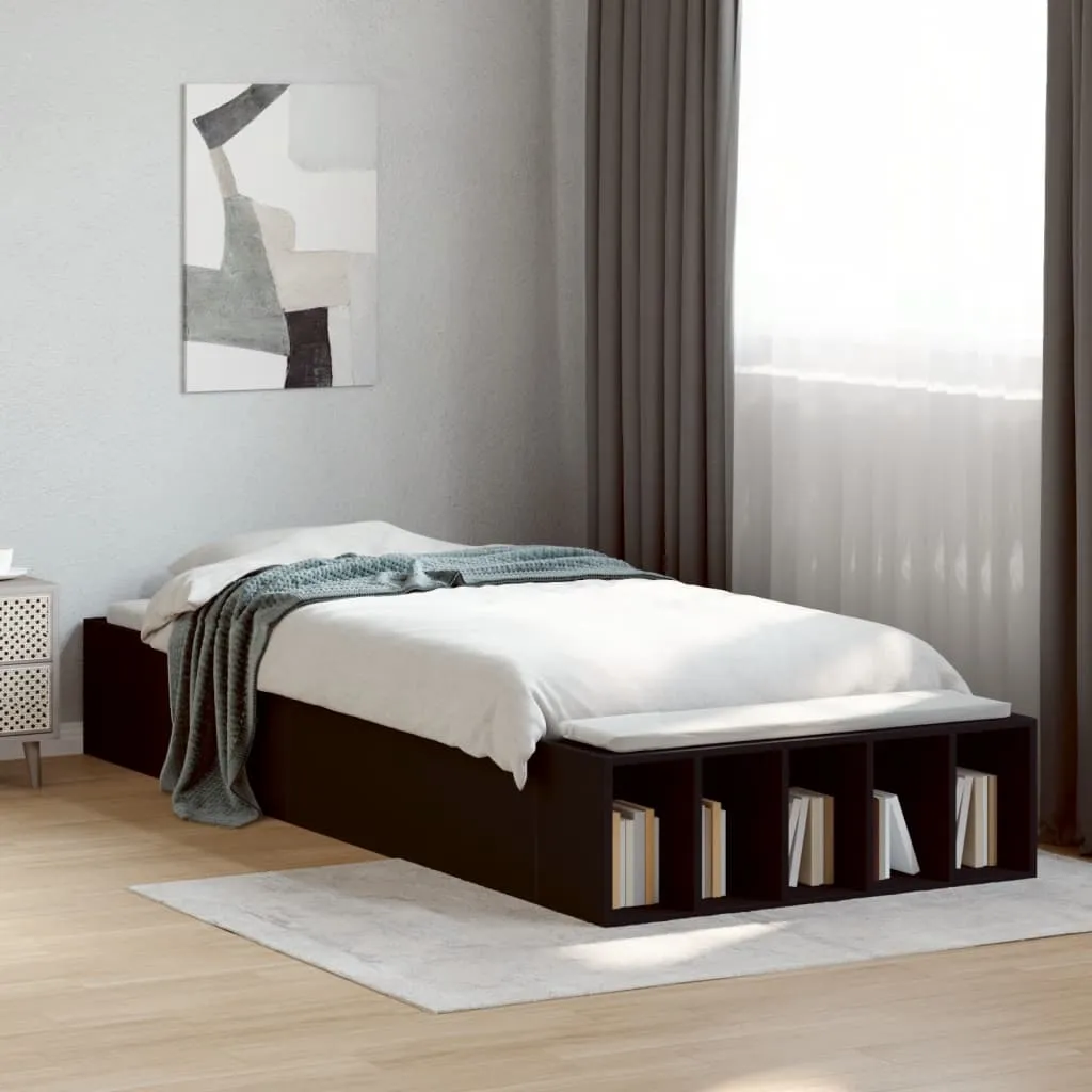 Schwarzes Bettgestell aus Holzwerkstoff 215,5 x 78 x 30 cm