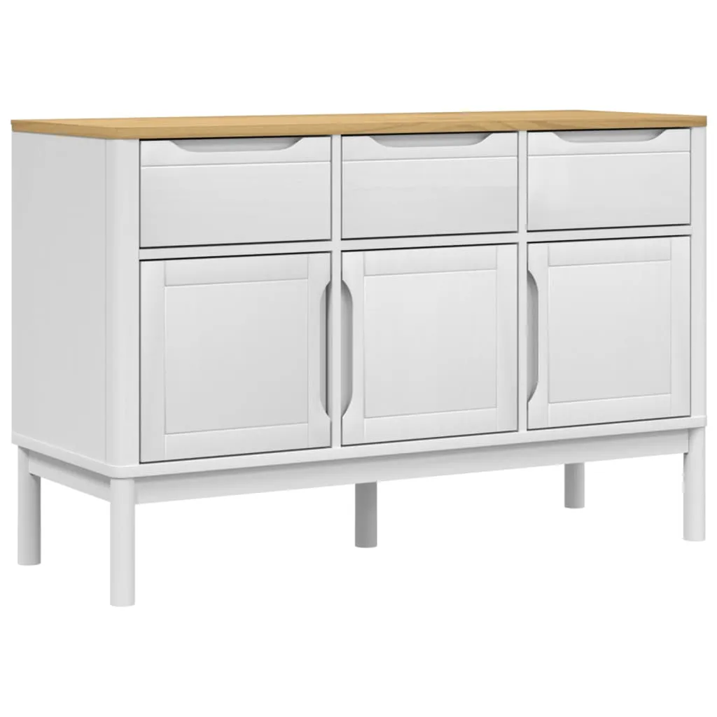 Modernes Sideboard aus massivem Kiefernholz Weiß 114x43x74 cm