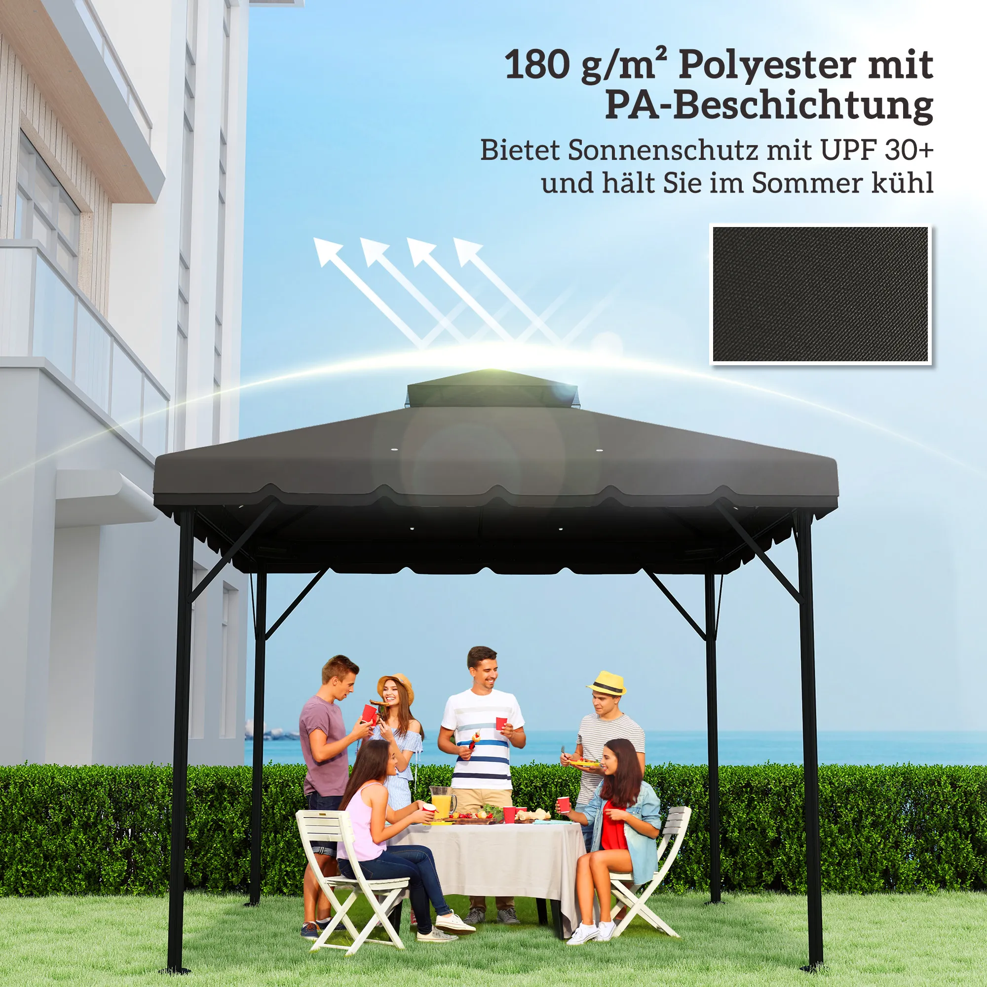 Ersatzdach 3 x 3 m Hellgrau+Dunkelgrau für Pavillon