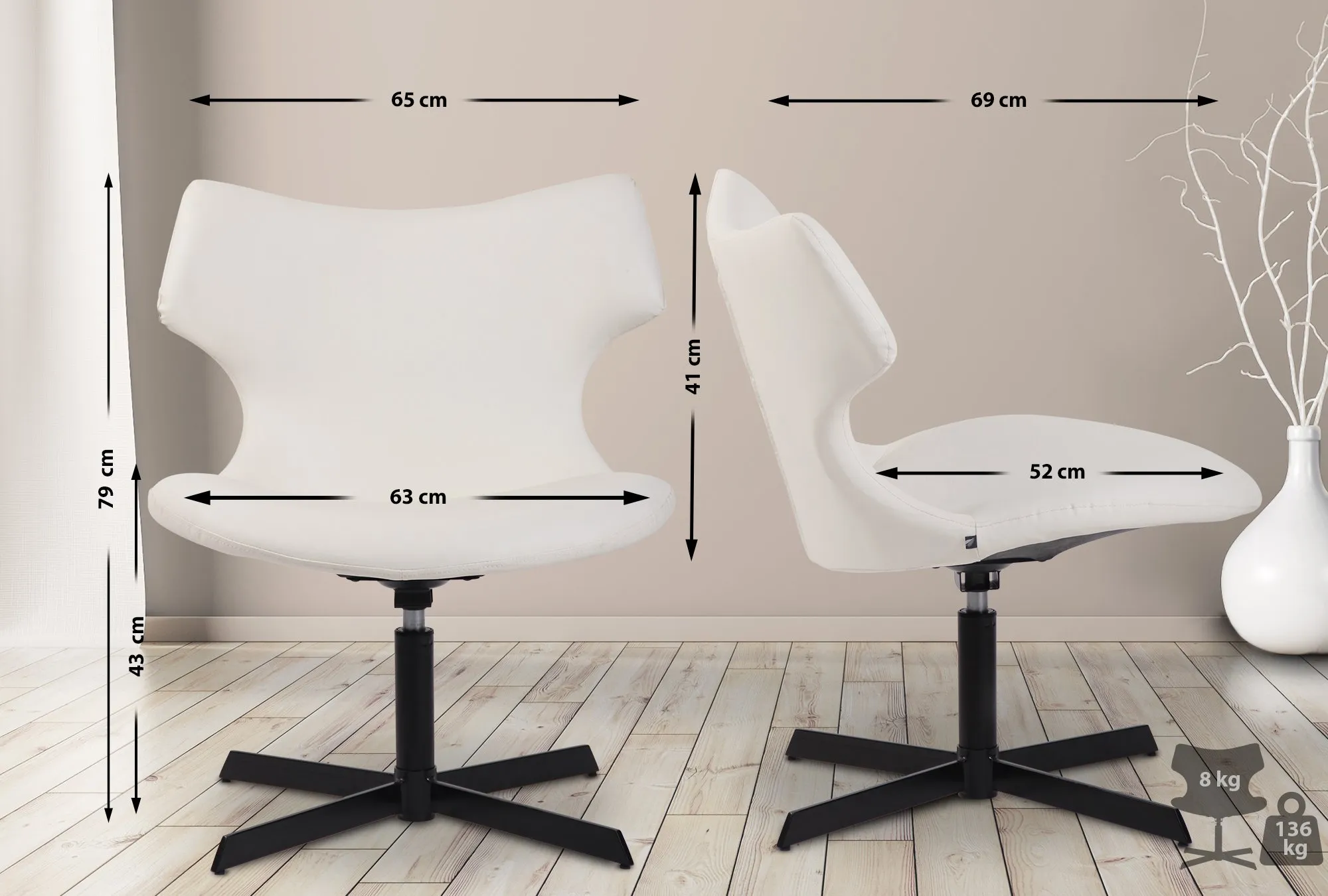 Lounger Welland Relaxsessel 79x65x69 cm weiß