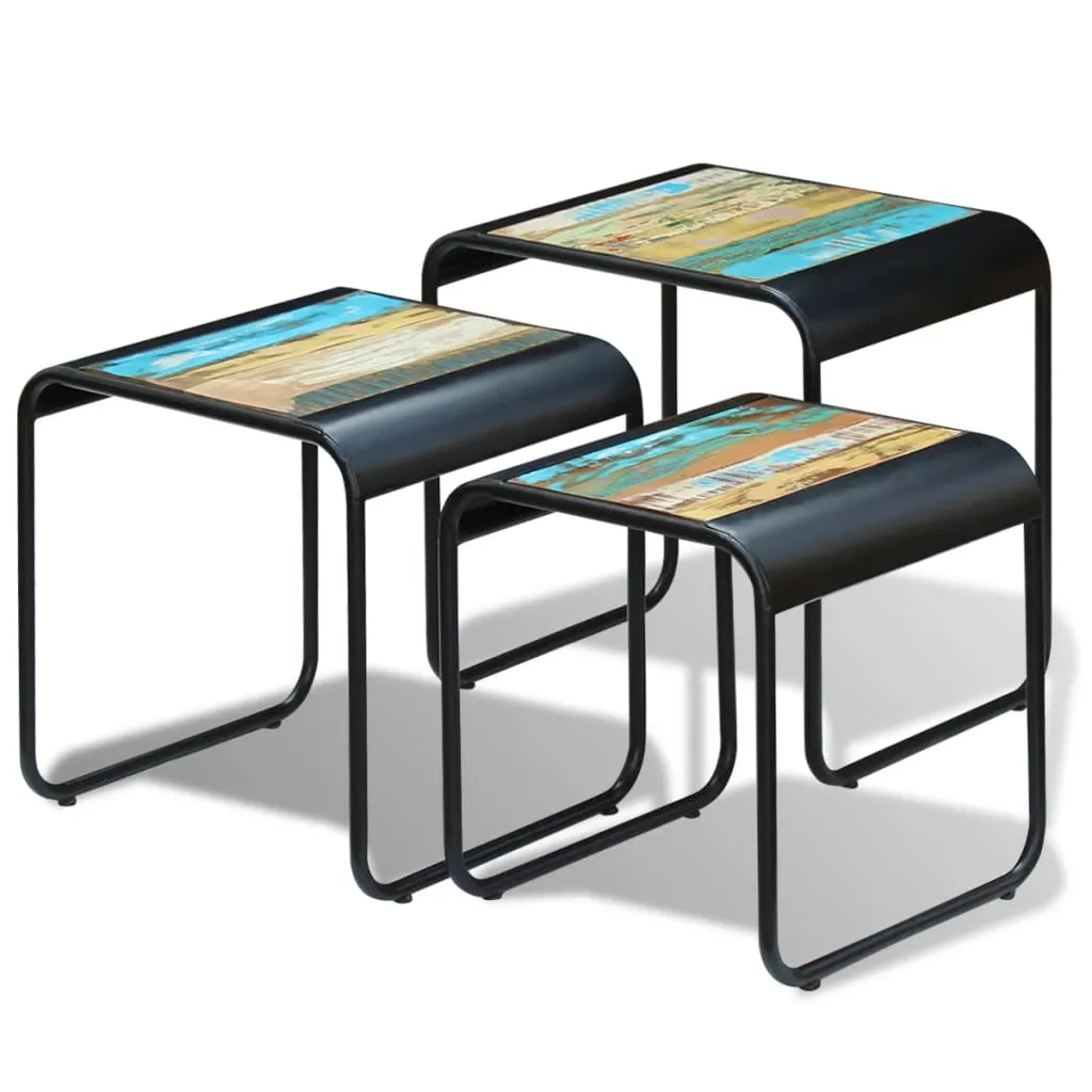 Vintage Satztisch-Set 54x45x56, 48x45x50, 41x45x45 cm Mehrfarbig