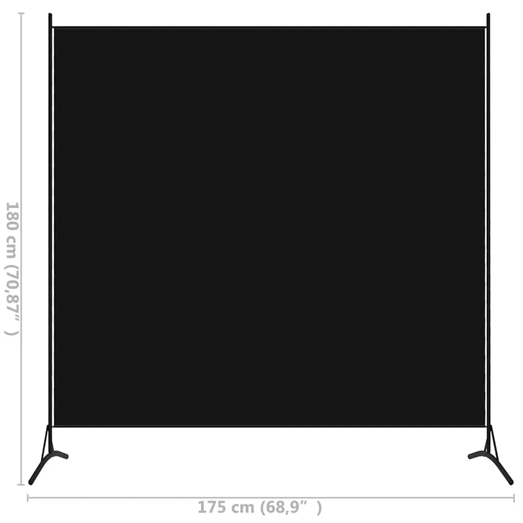 Vielseitiger Raumteiler 175 x 180 cm in Schwarz