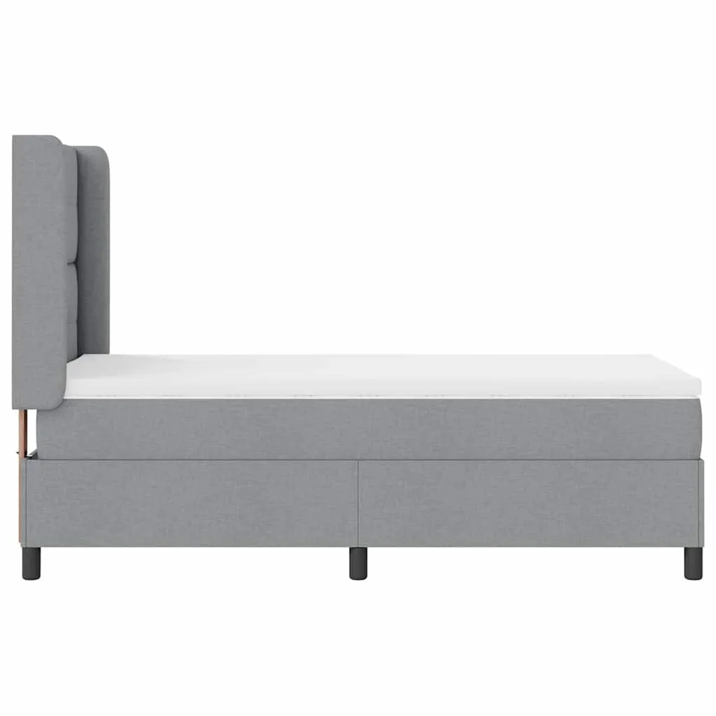 Boxspringbett LED Hellgrau 90x190 cm Massivholz & Stoff