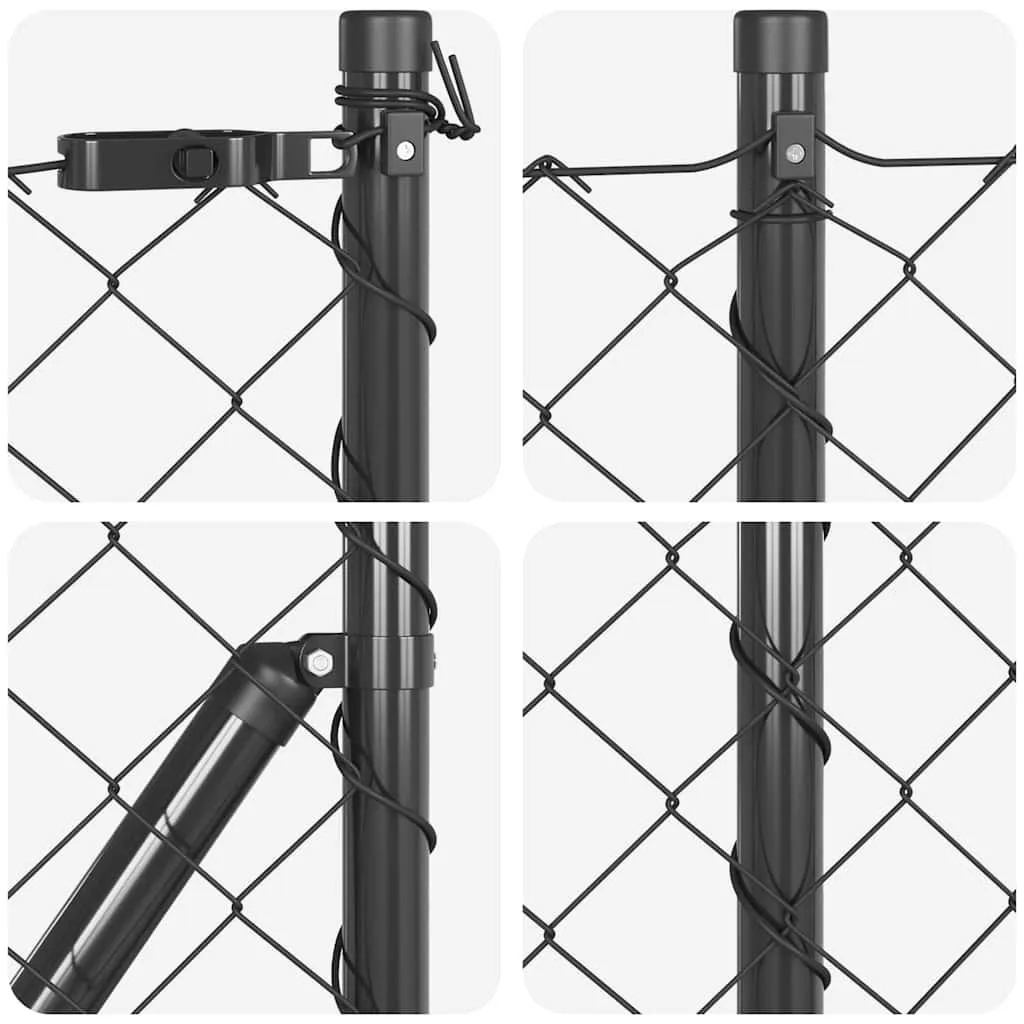 Zaunpfosten-Set Stahl PVC 1000x3,2x60 cm Grau