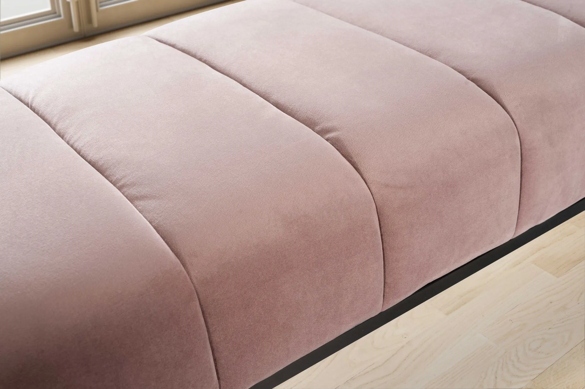 Sitzbank Samt Rosa 108x40x40 cm Flur Polsterbank mit Metallgestell