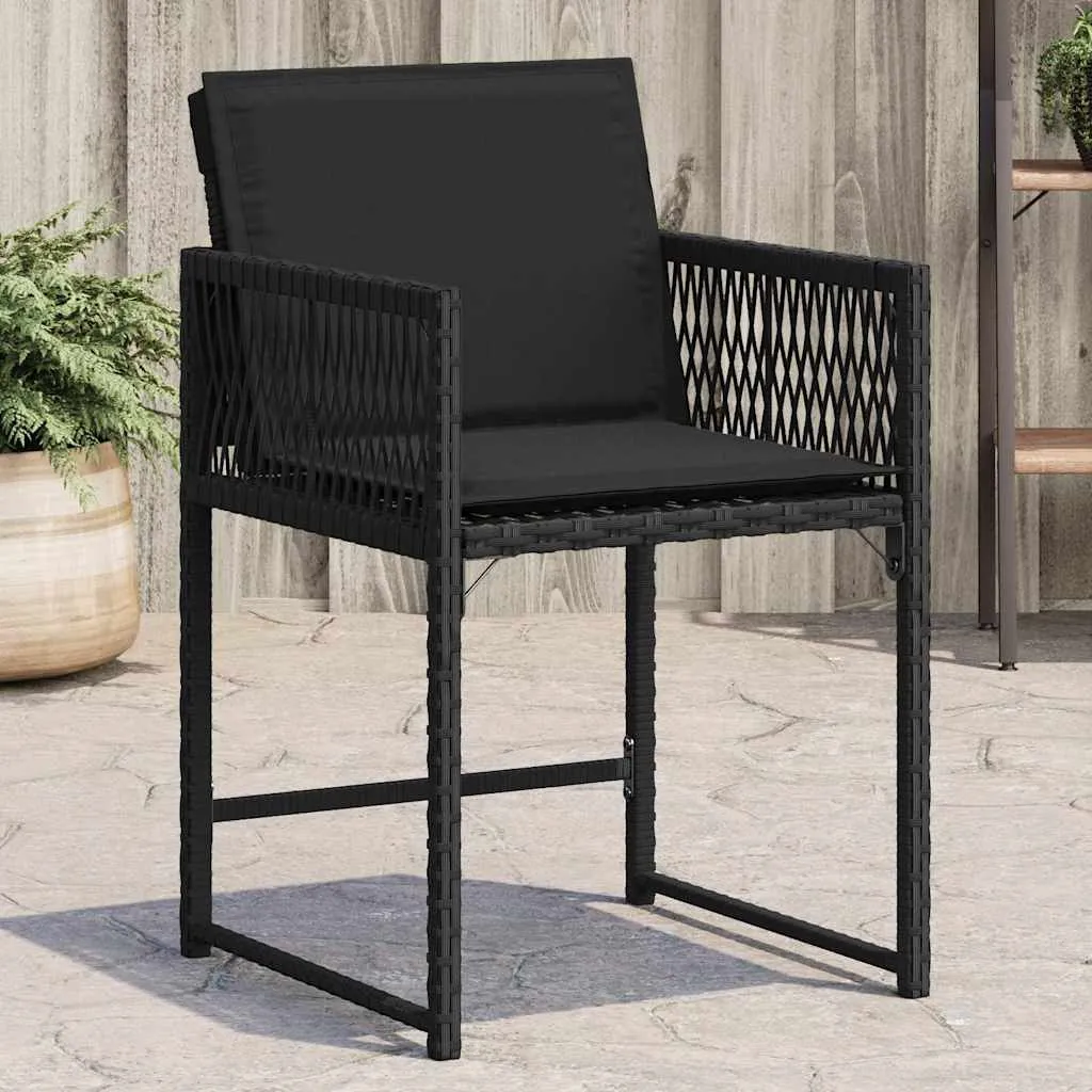 Gartenstuhl aus PE-Rattan mit Stahlrahmen 50,5x54x79 cm Schwarz