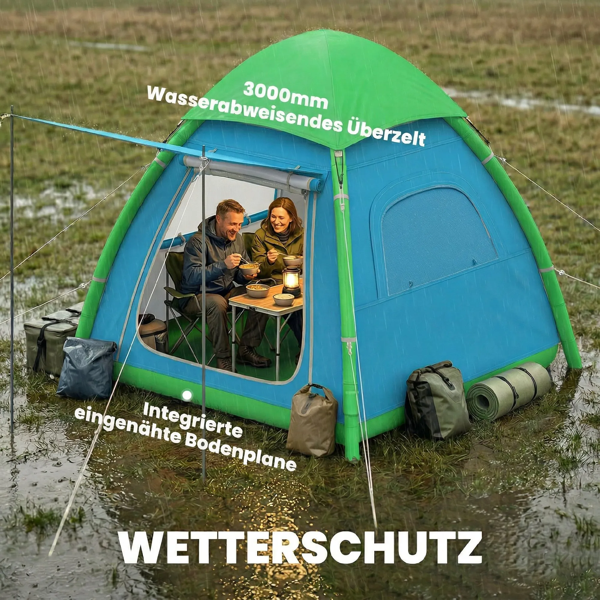 Aufblasbares Zelt 220x220x200 cm Hellblau
