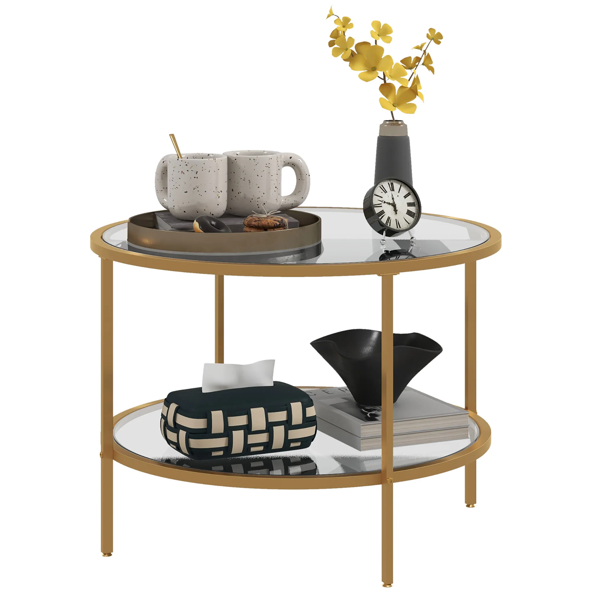 Moderner Beistelltisch Ø60 x 43H cm in Gold