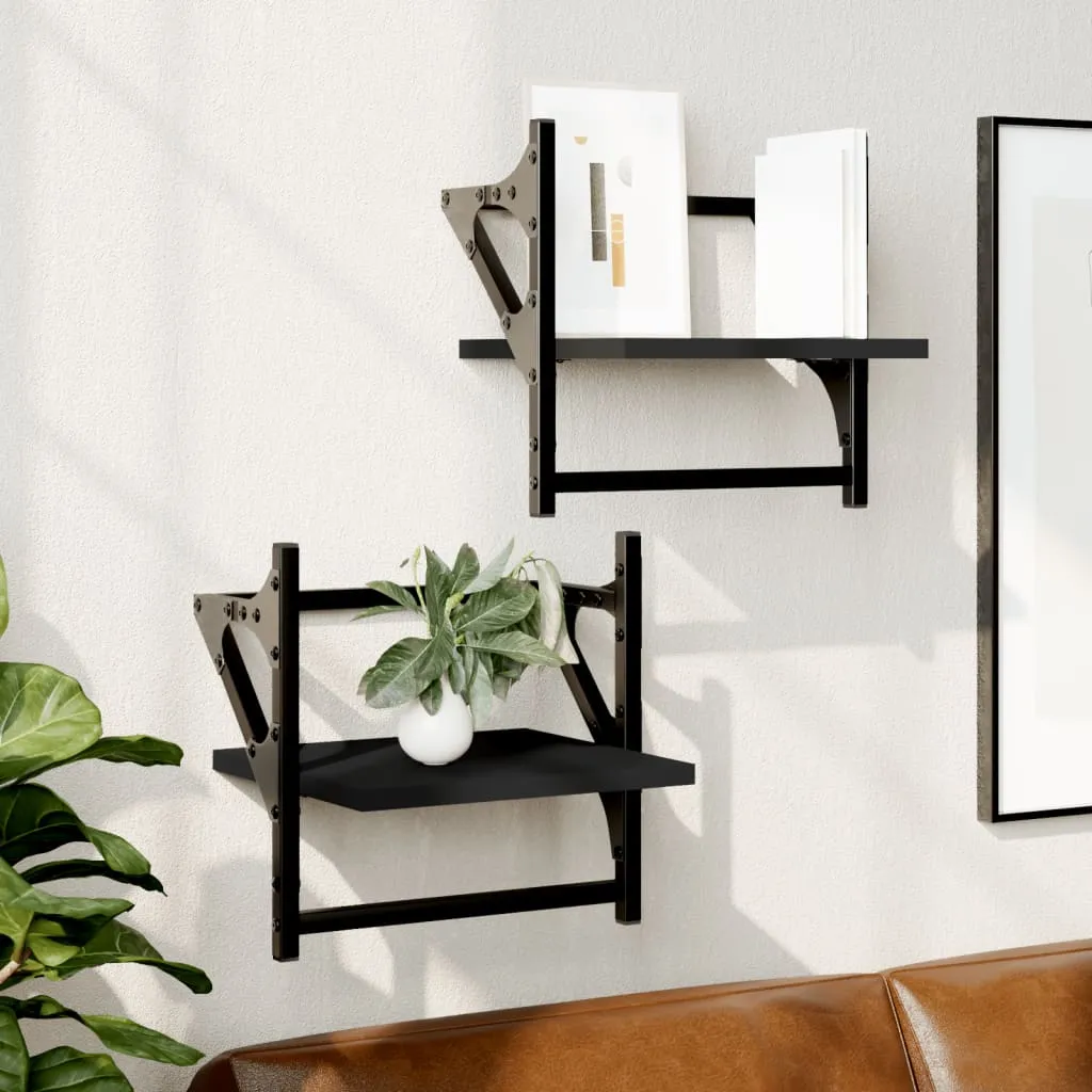 Schwarzes Wandregal 30 x 25 x 30 cm aus Holzwerkstoff