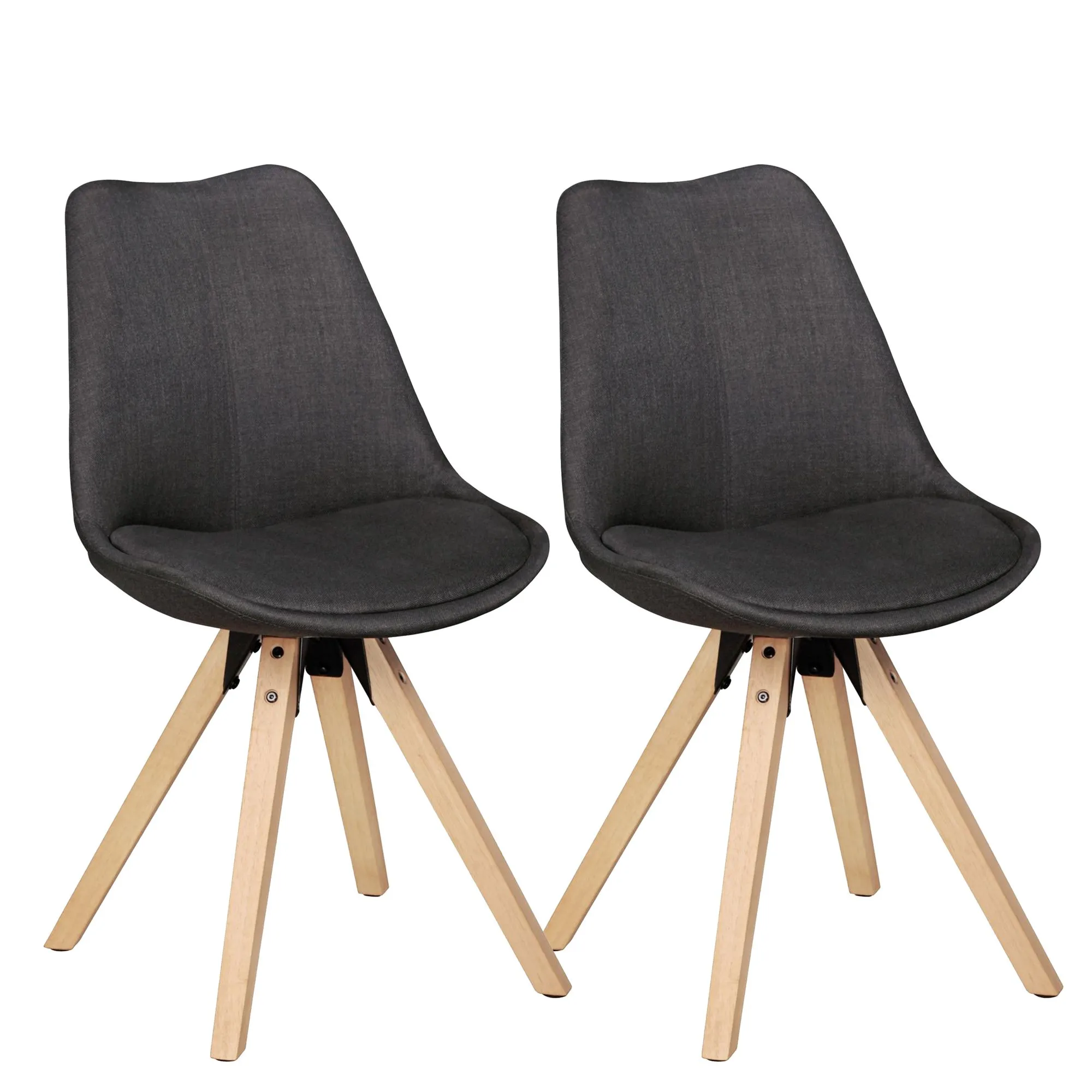 tinkaro Küchenstühle 2er-Set ROBERTO Hevea Massivholz/Stoff Retro Esszimmerstuhl Anthrazit tinkaro Küchenstühle 2er-Set ROBERTO Hevea Massivholz/Stoff Retro Esszimmerstuhl Anthrazit