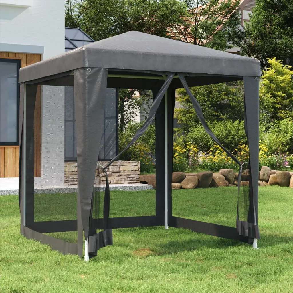 Partyzelt 200x200x240 cm Anthrazit mit wasserfestem HDPE und Mesh-Seitenwänden