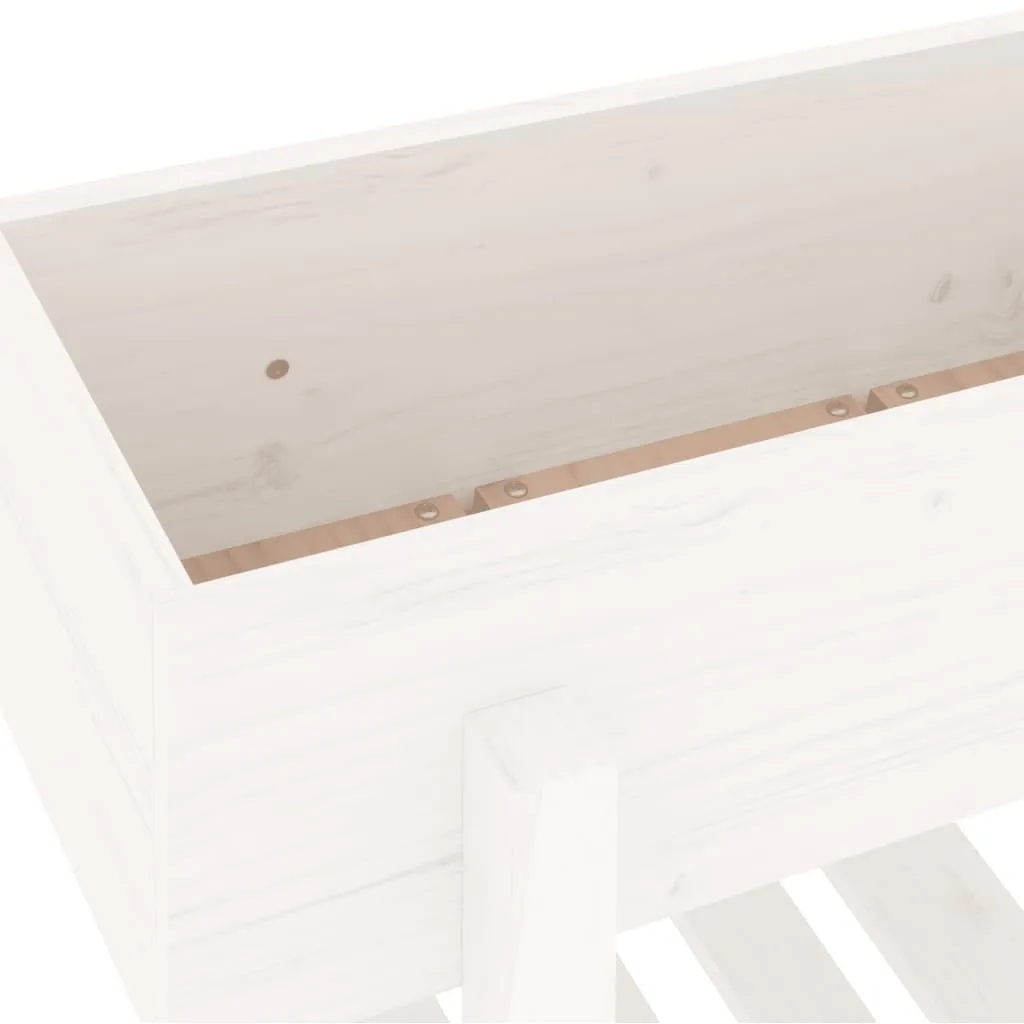 Weißer Pflanzkübel aus massivem Kiefernholz 62 x 30 x 69 cm