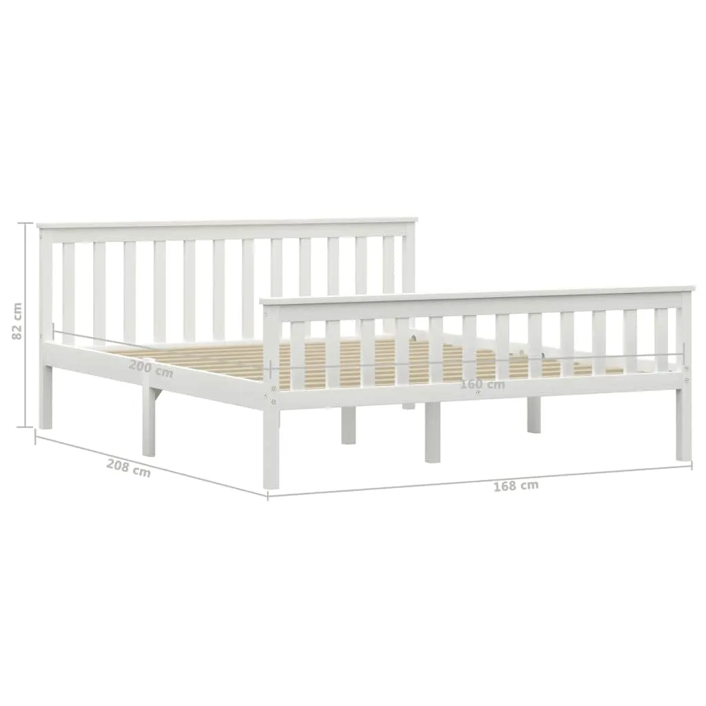 Massivholzbett Weiß 208x168x82 cm mit Lattenrost für 160x200 cm Matratze