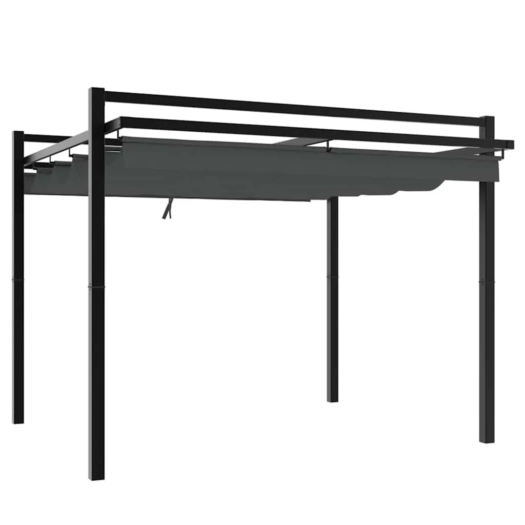 Gartenpavillon 309,5x297x233 cm Anthrazit mit Aluminiumrahmen und einziehbarem Dach
