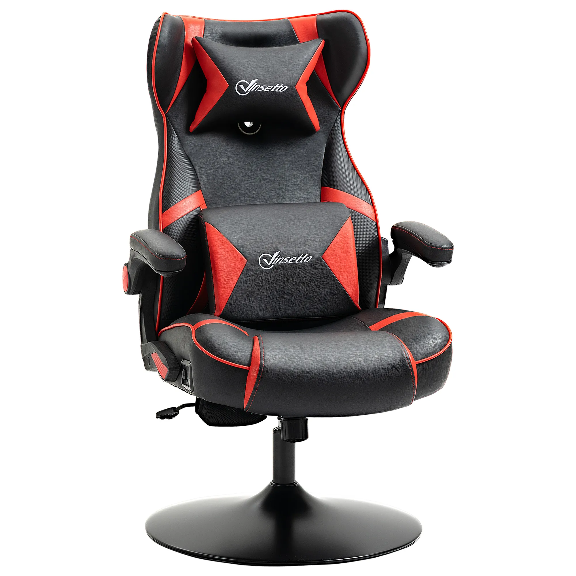 Gamingsessel, Gamingstuhl, integrierte Lautsprecher, neigbare Rücklehne, schwarz+rot, 69 x 73 x 118cm
