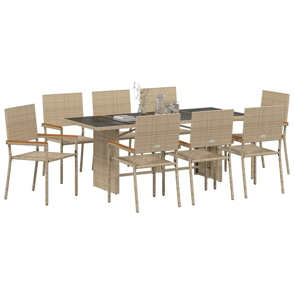 Gartentisch-Set Beige 190x80x75 cm mit Echtholz Armlehnen
