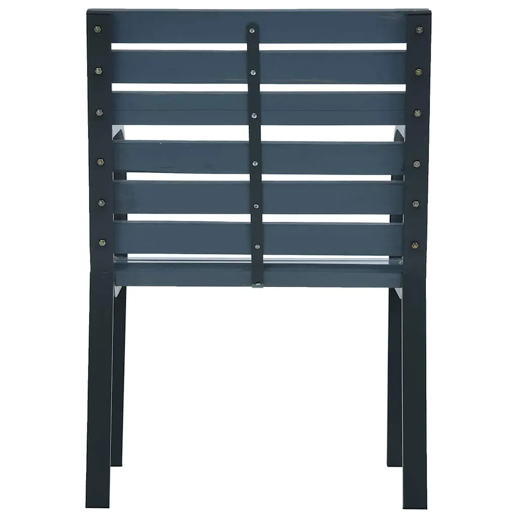 2er-Set Gartenstühle aus massivem Tannenholz und pulverbeschichtetem Stahl 56x53x73 cm