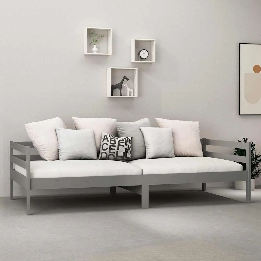 Multifunktionales Tagesbett aus massivem Kiefernholz 204x98x57 cm Grau