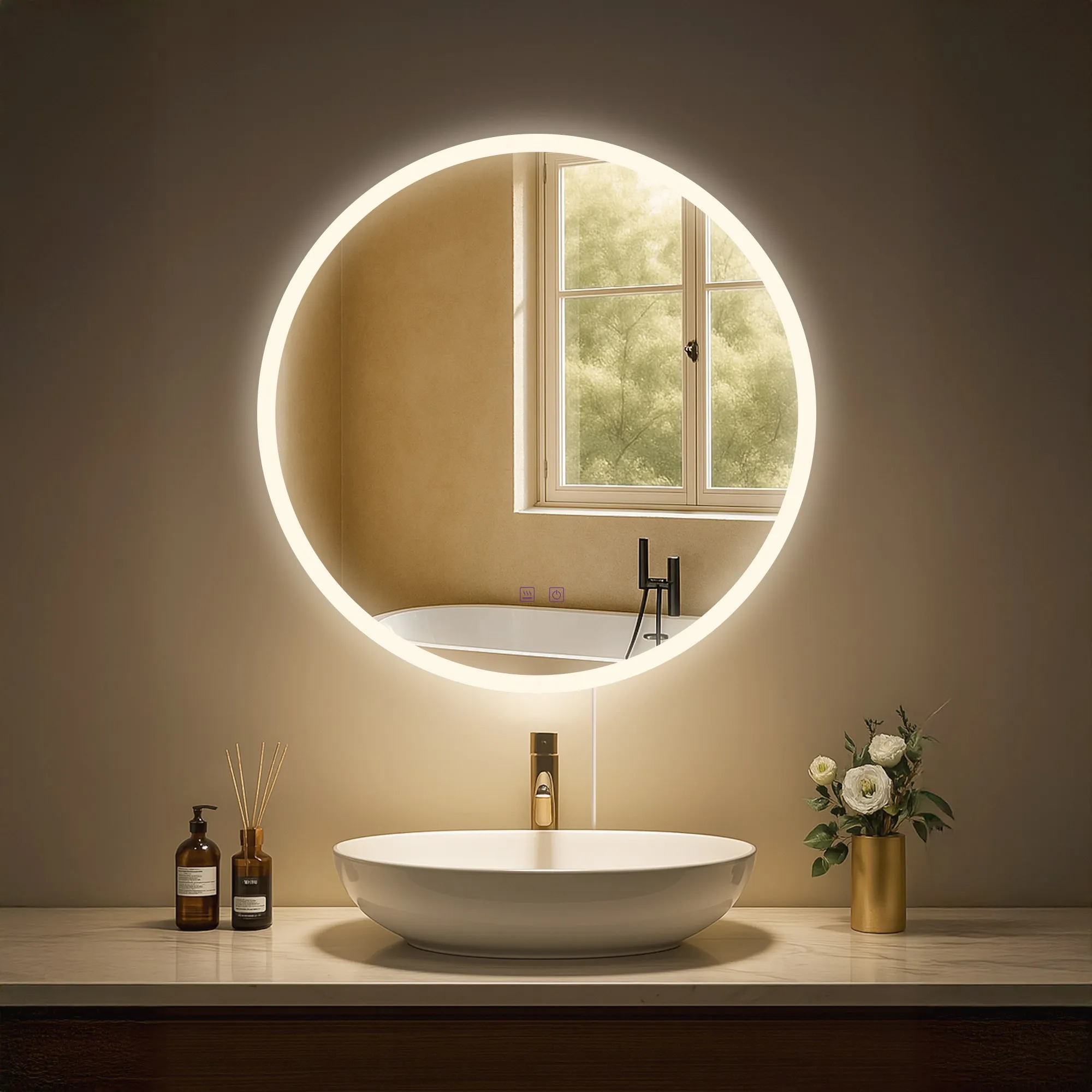 Badspiegel Laconia Bluetooth LED 60x60 klarglas