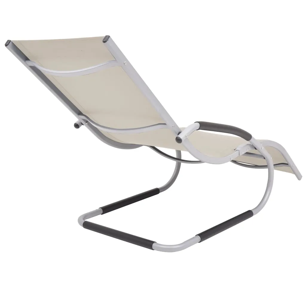 Ergonomische Sonnenliege 62x152x88 cm Creme und Grau
