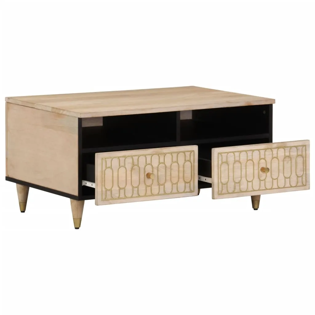 Stilvoller Couchtisch aus Vollholz 80 x 54 x 40 cm