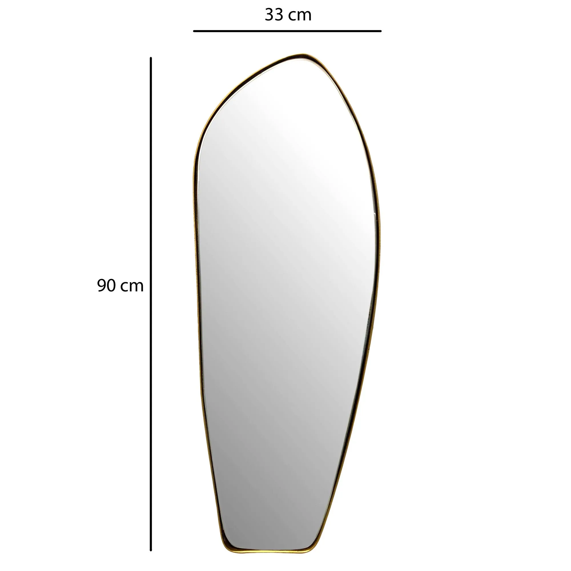 Wandspiegel Asymmetrisch 33x90 cm Metall Design Hängespiegel Gold