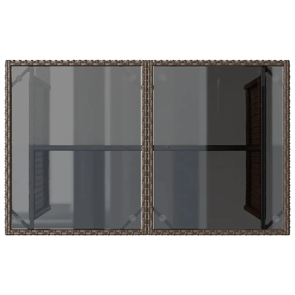 Gartentisch Braun 110 x 68 x 70 cm mit Glasplatte
