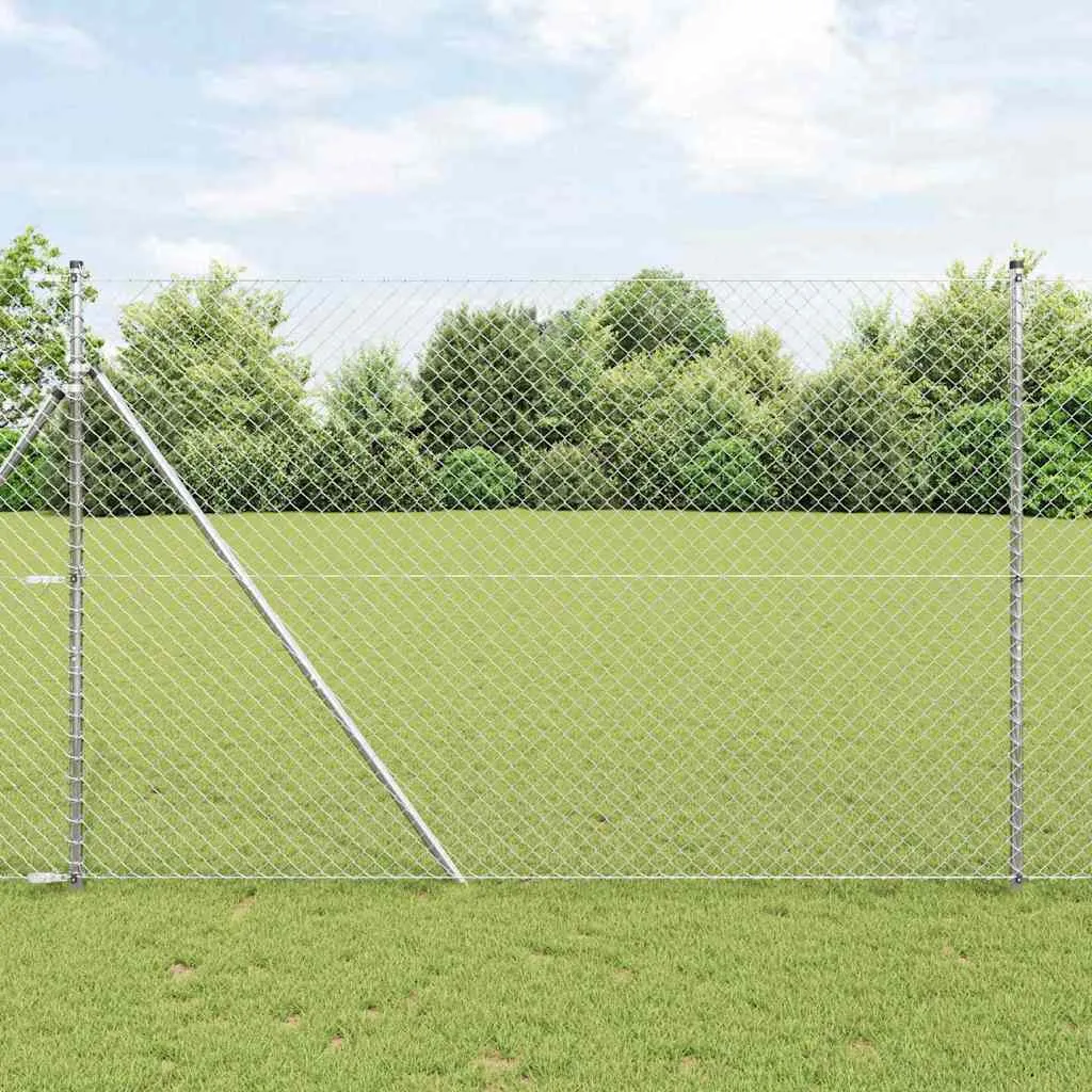 Zaunpfosten-Set aus Stahl Silber 1000 x 3,2 x 160 cm