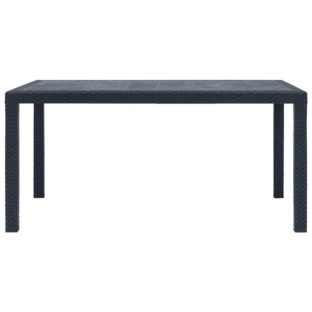 Kunststoff-Gartentisch Anthrazit 150 x 90 x 72 cm im Rattan-Look