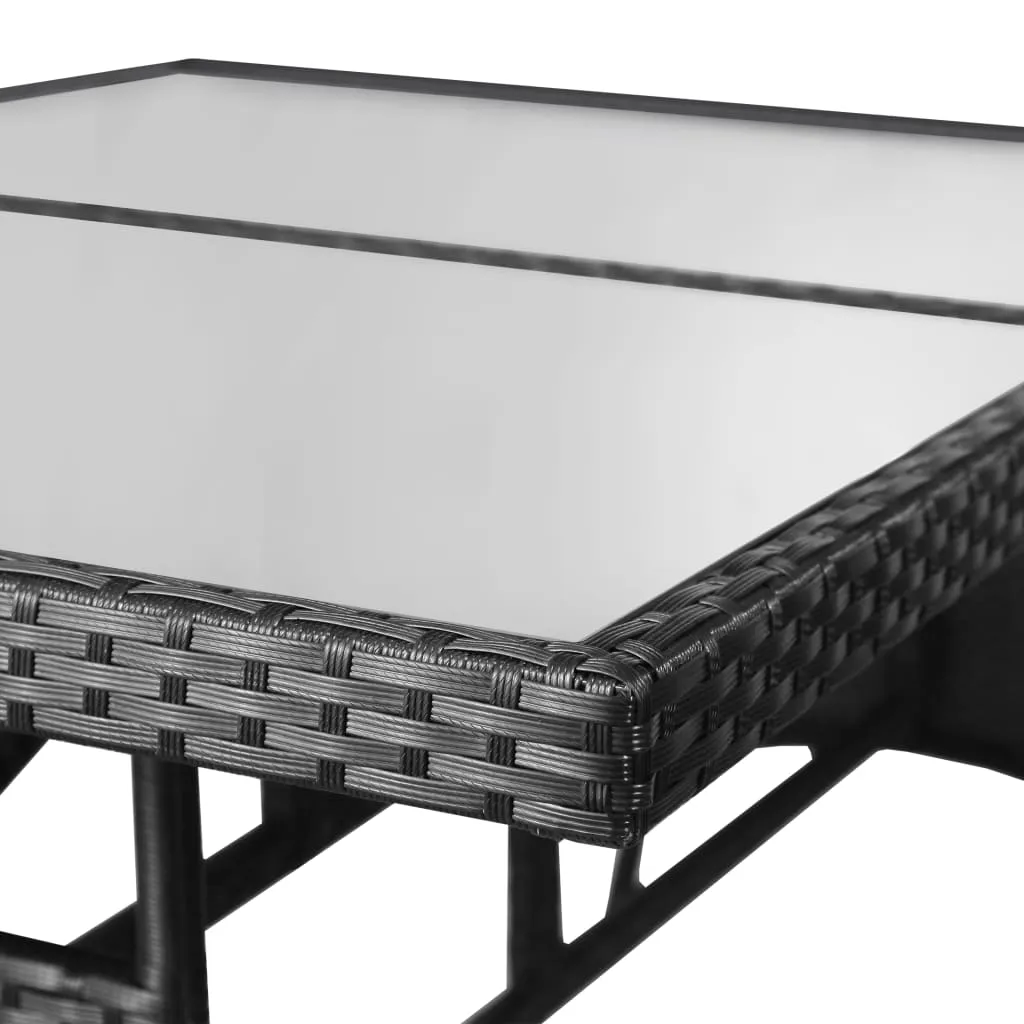 Gartentisch Schwarz 140 x 80 x 74 cm mit Glasplatte