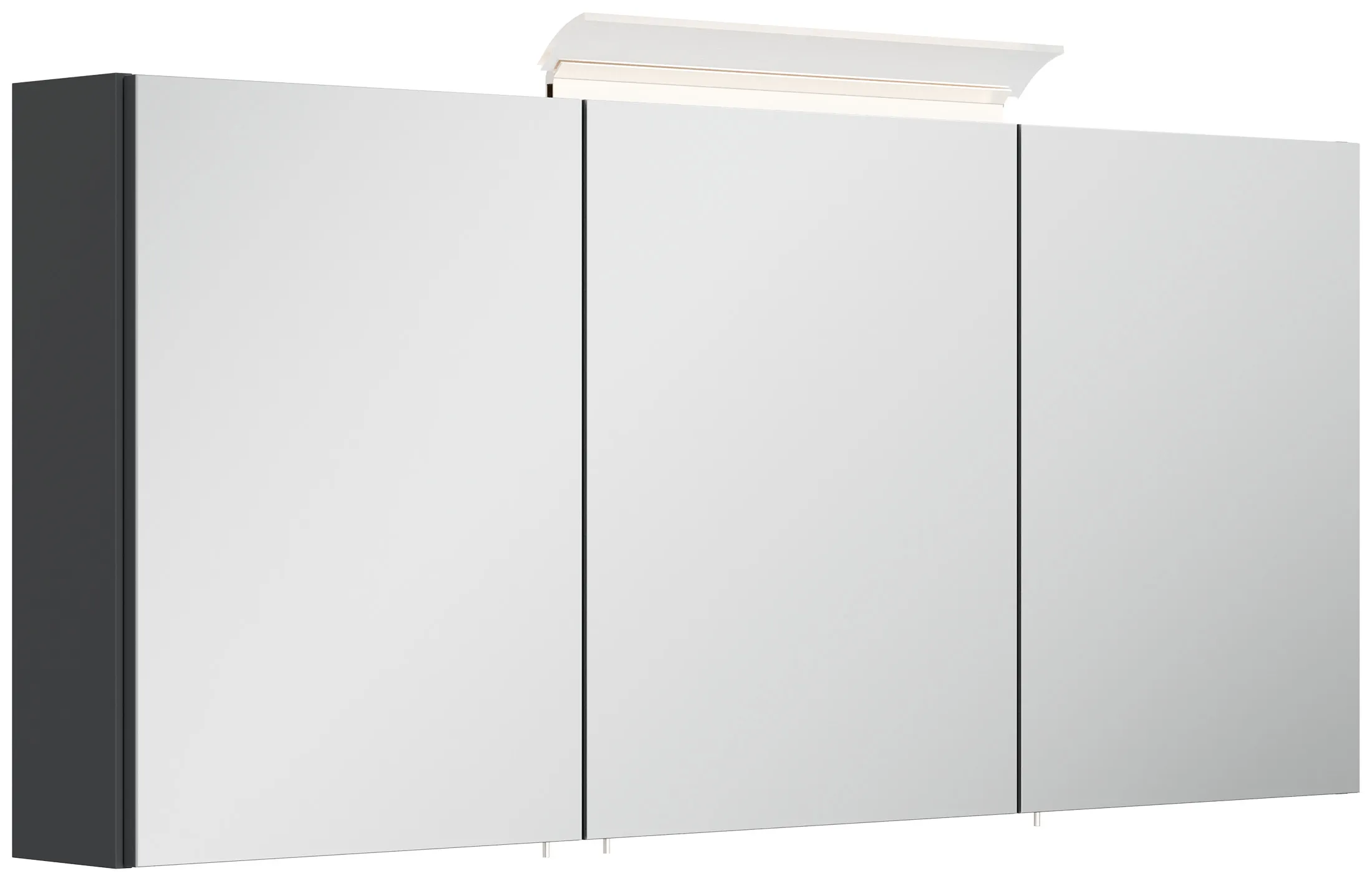 Spiegelschrank 140cm inkl. Design LED-Lampe und Glasböden grafit